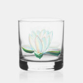 Iriserende witte Lotus illustratie Whisky Glas (Voorkant)