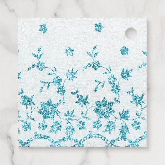 Iriserende witte rozen en Blauwgroen kant Bedankjes Labels (Achterkant)