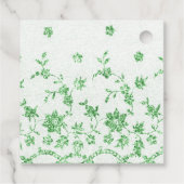 Iriserende witte rozen en groene kant bedankjes labels (Achterkant)