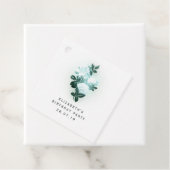 Iriserende witte rozen en turquoise kant bedankjes labels (In situ)