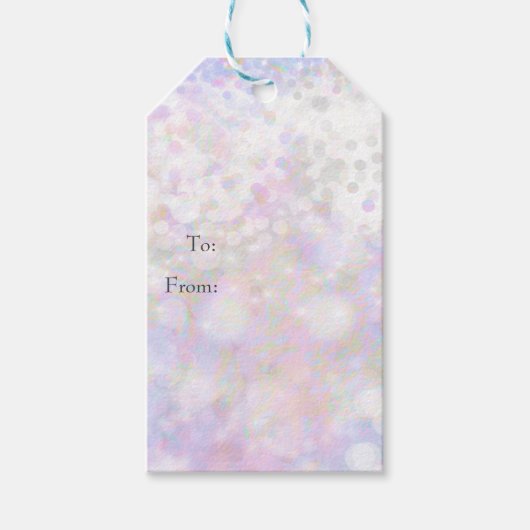 Iriserende Witte Sparkle Glam Huwelijkspartij Favo Cadeaulabel (Voorkant)