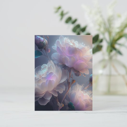 Iriserende zachte focus licht spectrum bloemen briefkaart (Staand voorkant)