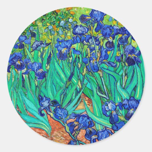 Irises (1889) Botanical Fine Art Vincent van Gogh Ronde Sticker (Voorkant)