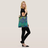 Irises (1889) by Van Gogh – Custom Text Tote Bag (Op model)