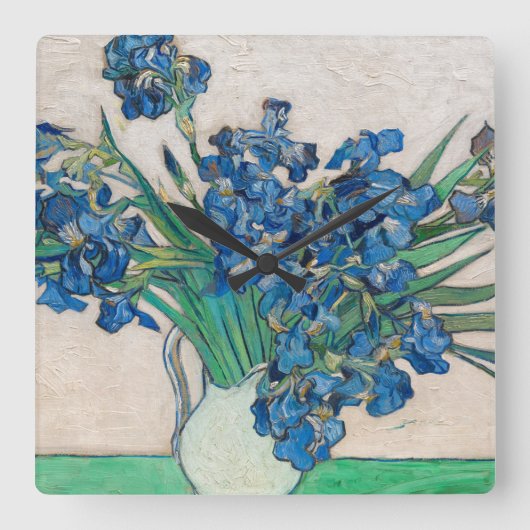 Irises, 1890, van Vincent van Gogh Vierkante Klok (Voorkant)