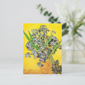 Irises against Yellow Background Van Gogh Fine Art Briefkaart (Staand voorkant)