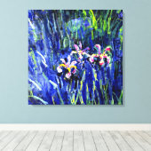 Irises, beroemd bloemschilderij van Claude Monet, Canvas Afdruk (Insitu (Houten vloer))