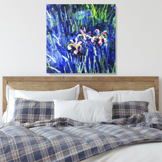 Irises, beroemd bloemschilderij van Claude Monet, Canvas Afdruk (Insitu (Slaapkamer))