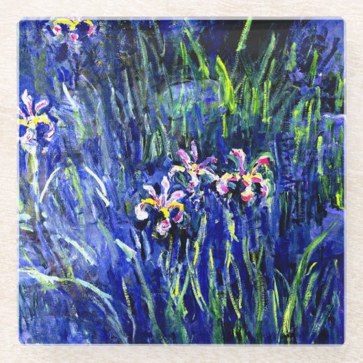 Irises, beroemd bloemschilderij van Claude Monet Glazen Onderzetter (Voorkant)