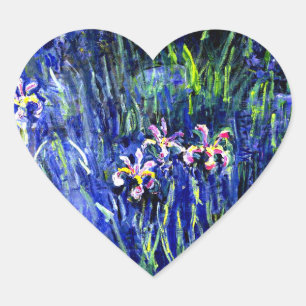 Irises, beroemd bloemschilderij van Claude Monet Hart Sticker