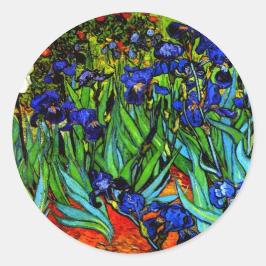 Irises, beroemd schilderij van Vincent van Gogh. Ronde Sticker (Voorkant)