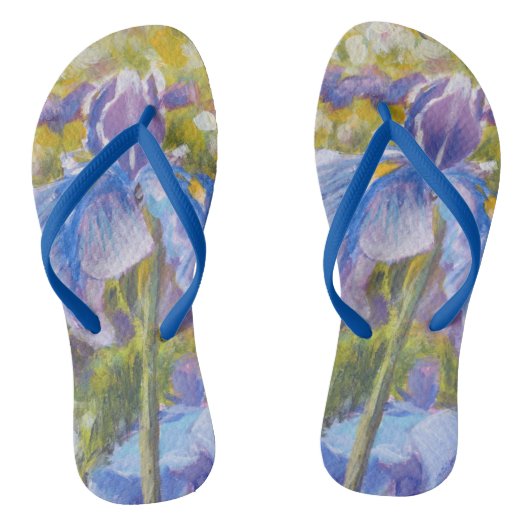 Irises-Blauw, paars, geel-groen-Teenslippers Teenslippers (Voetbed)