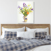 Irises en Lilies in een Nederlandse Jug Canvas Afdruk (Insitu (Slaapkamer))