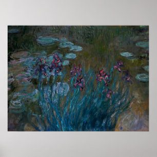 Irises en waterlilies poster