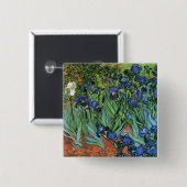 Irises (F608) Van Gogh Fine Art Vierkante Button 5,1 Cm (Voorkant /achterkant)
