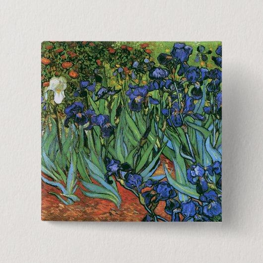 Irises (F608) Van Gogh Fine Art Vierkante Button 5,1 Cm (Voorkant)
