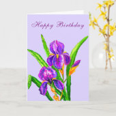 Irises Flowers Happy Birthday Kaart (Gele Bloem)