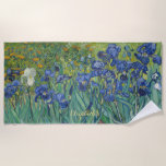 Irises Flowers Natuur Vincent Van Gogh  Kunst Strandlaken<br><div class="desc">Maak een splash, sta op, creëer uw eigen gewoontes, gepersonaliseerd, bloemen / bloemen / bloemen / natuur / kunstliefhebbers', mooie, levendige, machinaal wasbare, aangepaste strandhanddoek, met een prachtige, kleurrijke, gedetailleerde olie op het schilderij van doek, van Vincent van Gogh, van irissen en seizoensbloemen in een tuin. Om aan te passen,...</div>