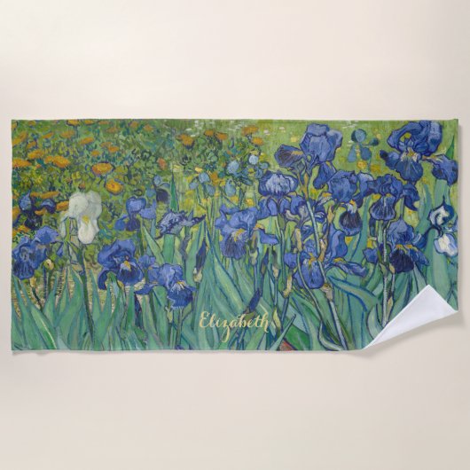 Irises Flowers Natuur Vincent Van Gogh  Kunst Strandlaken (Voorkant)