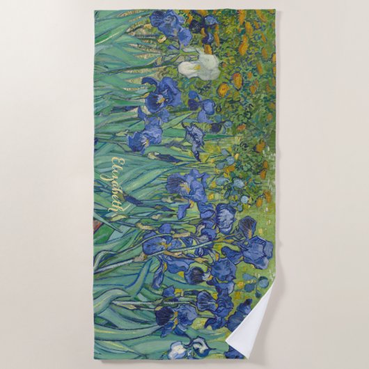 Irises Flowers Natuur Vincent Van Gogh  Kunst Strandlaken (Voorkant)