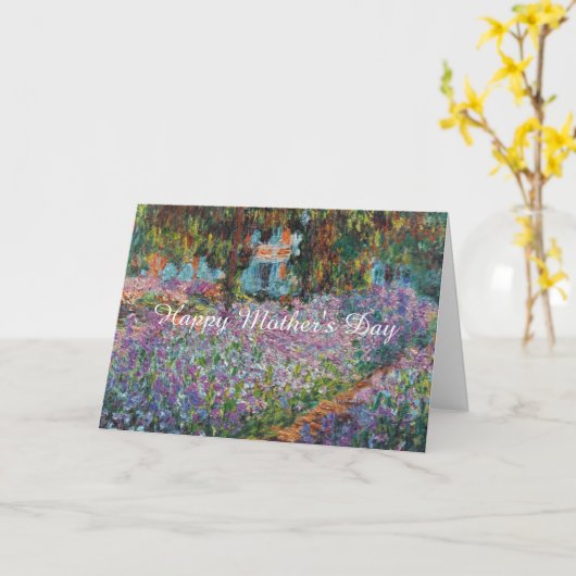 Irises in Monet's Garden Fine Art Moederdag Kaart (Gele Bloem)