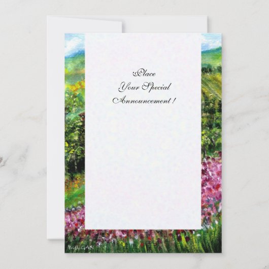 IRISES IN TUSCANY, groen Paars bloemveld Kaart (Achterkant)