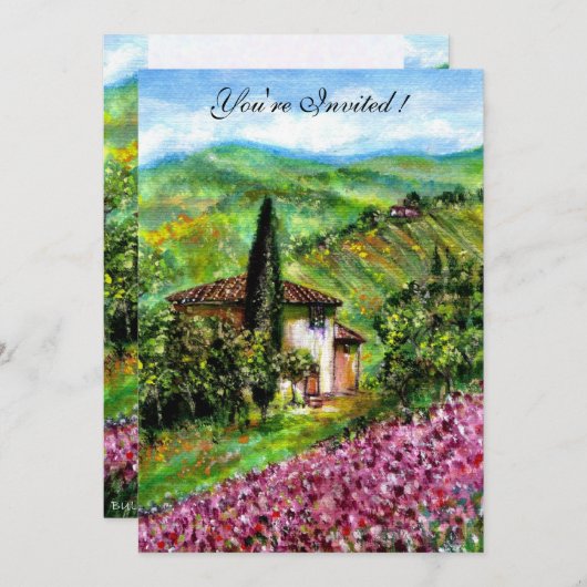 IRISES IN TUSCANY, groen Paars bloemveld Kaart (Voorkant / Achterkant)