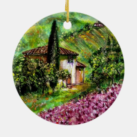 IRISES IN TUSCANY KERAMISCH ORNAMENT (Achterkant)