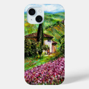 IRISES IN TUSCANY,Paarse Vloergebieden iPhone 15 Case