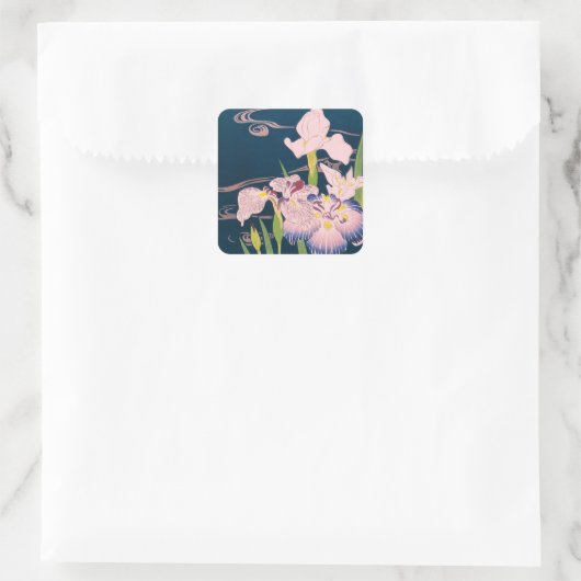IRISES JAPANESE ART VIERKANTE STICKER (Tas)