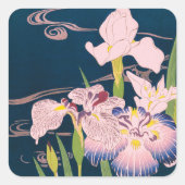 IRISES JAPANESE ART VIERKANTE STICKER (Voorkant)