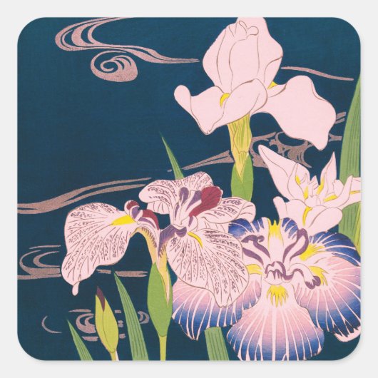 IRISES JAPANESE ART VIERKANTE STICKER (Voorkant)