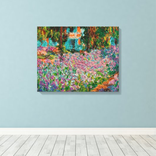 Irises Monet Garden Giverny bloemen Canvas Afdruk (Insitu (Houten vloer))