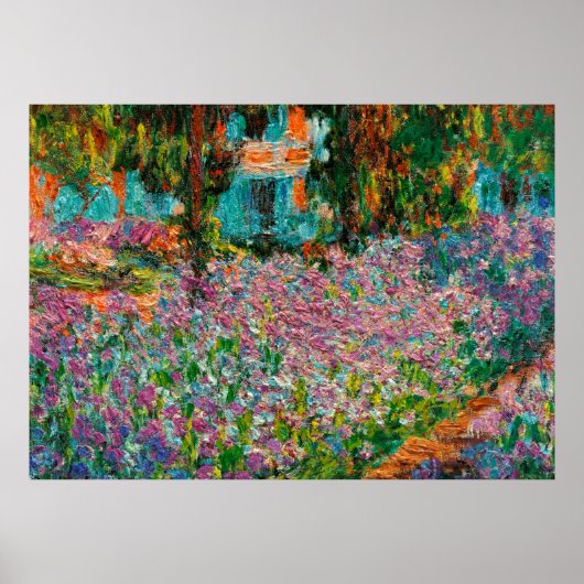 Irises Monet Garden Giverny bloemen Poster (Voorkant)