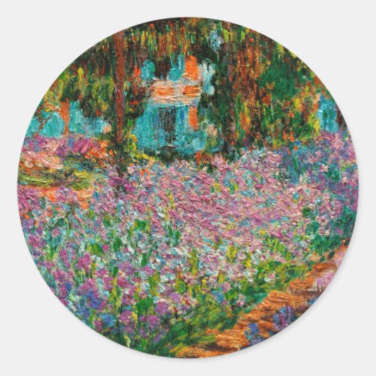 Irises Monet Garden Giverny bloemen Ronde Sticker (Voorkant)