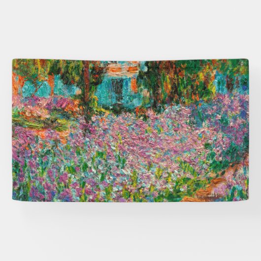 Irises Monet Garden Giverny bloemen Spandoek (Horizontaal)