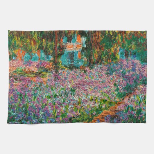 Irises Monet Garden Giverny bloemen Theedoek (Horizontaal)