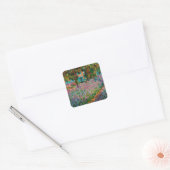Irises Monet Garden Giverny bloemen Vierkante Sticker (Envelop)