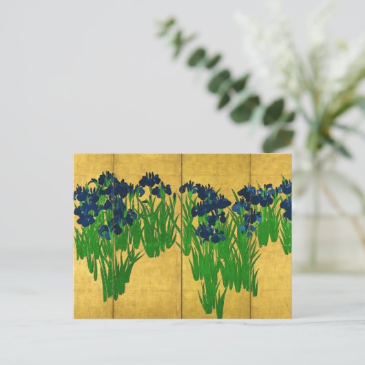 Irises on Gold Briefkaart (Staand voorkant)
