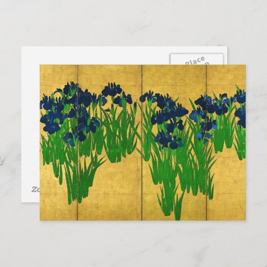 Irises on Gold Briefkaart (Voorkant / Achterkant)