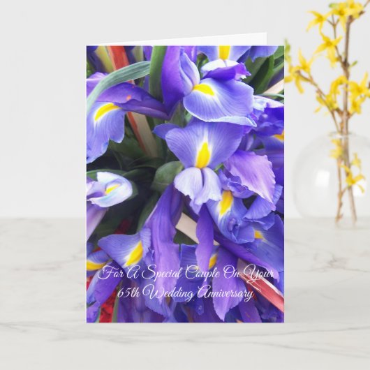 Irises Personalized 65th Wedding Jubileum Kaart (Gele Bloem)
