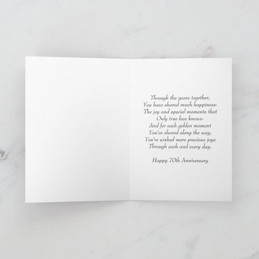 Irises Personalized 70th Wedding Jubileum Kaart (Binnen)