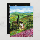IRISES TOSCANE LANDSCHAP ,Paarse Bloemenvelden Uitnodiging Briefkaart (Voorkant / Achterkant)