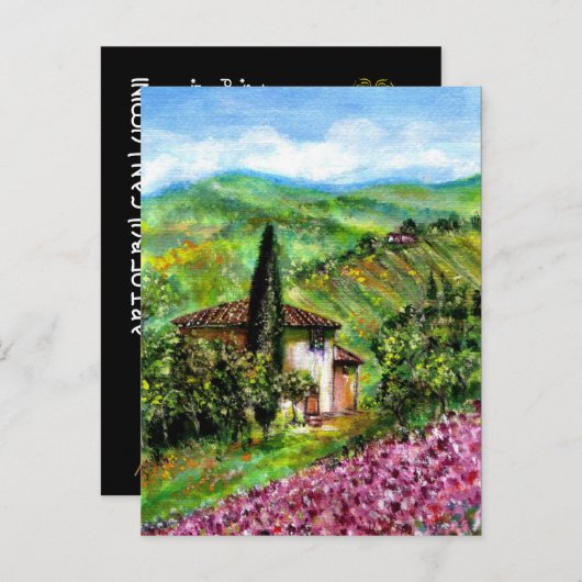 IRISES TOSCANE LANDSCHAP ,Paarse Bloemenvelden Uitnodiging Briefkaart (Voorkant / Achterkant)