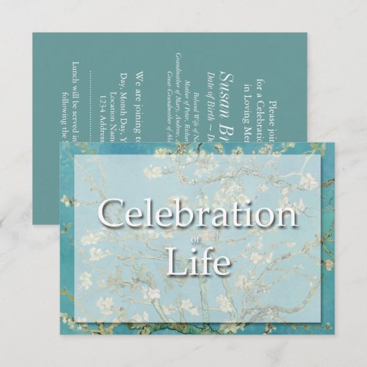 Irises Van Gogh 4 Celebration Funeral Announement Kaart (Voorkant / Achterkant)