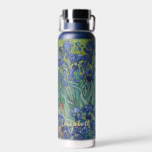 Irises Van Gogh  Floral Art Flower Monogram Waterfles (Achterkant)
