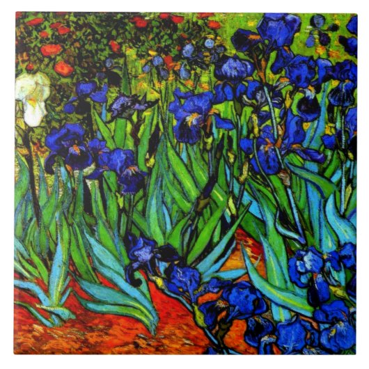 Irises, Van Gogh's beroemde bloemschilderij Tegeltje (Voorkant)