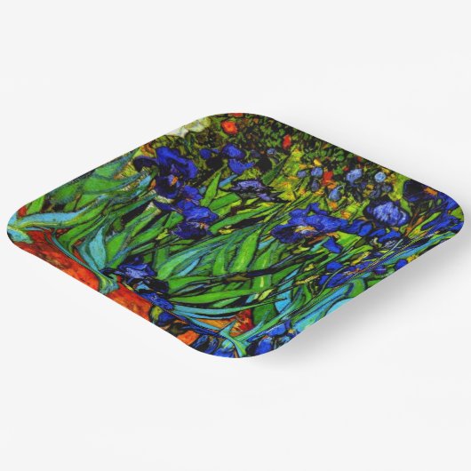 Irises, Van Gogh's beroemde florale schilderij Pl Papieren Bordje (Gebogen)