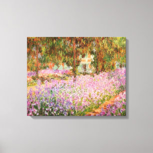 Irises van Monet in de tuin Canvas Afdruk