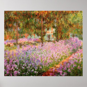 Irises van Monet in de tuin Poster